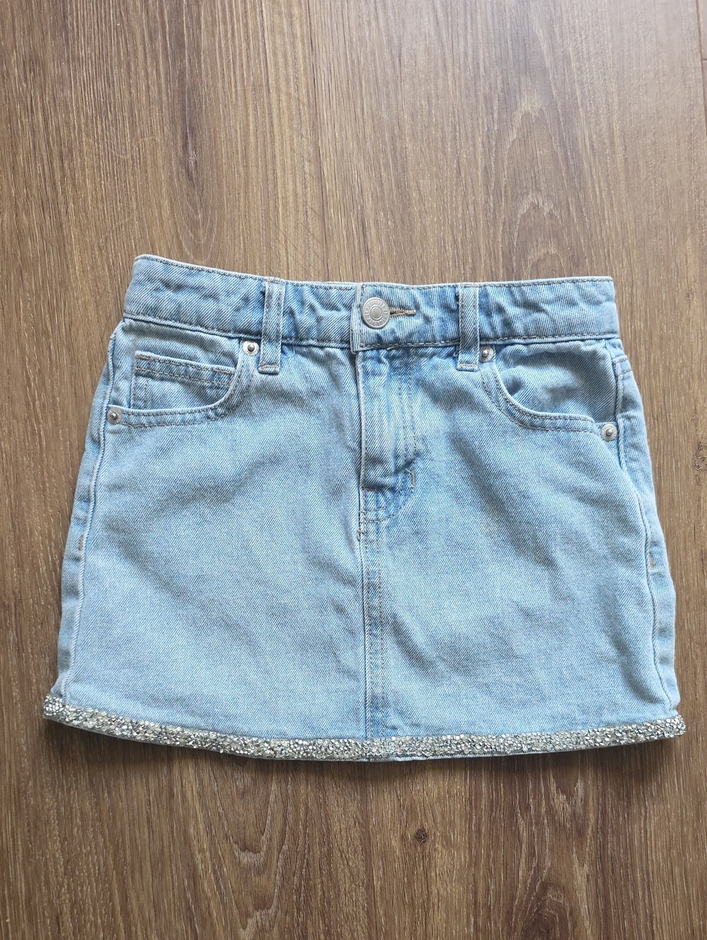 Forever 21 Light Wash Denim Skirt with Jewled Trim Size Girls 5/6